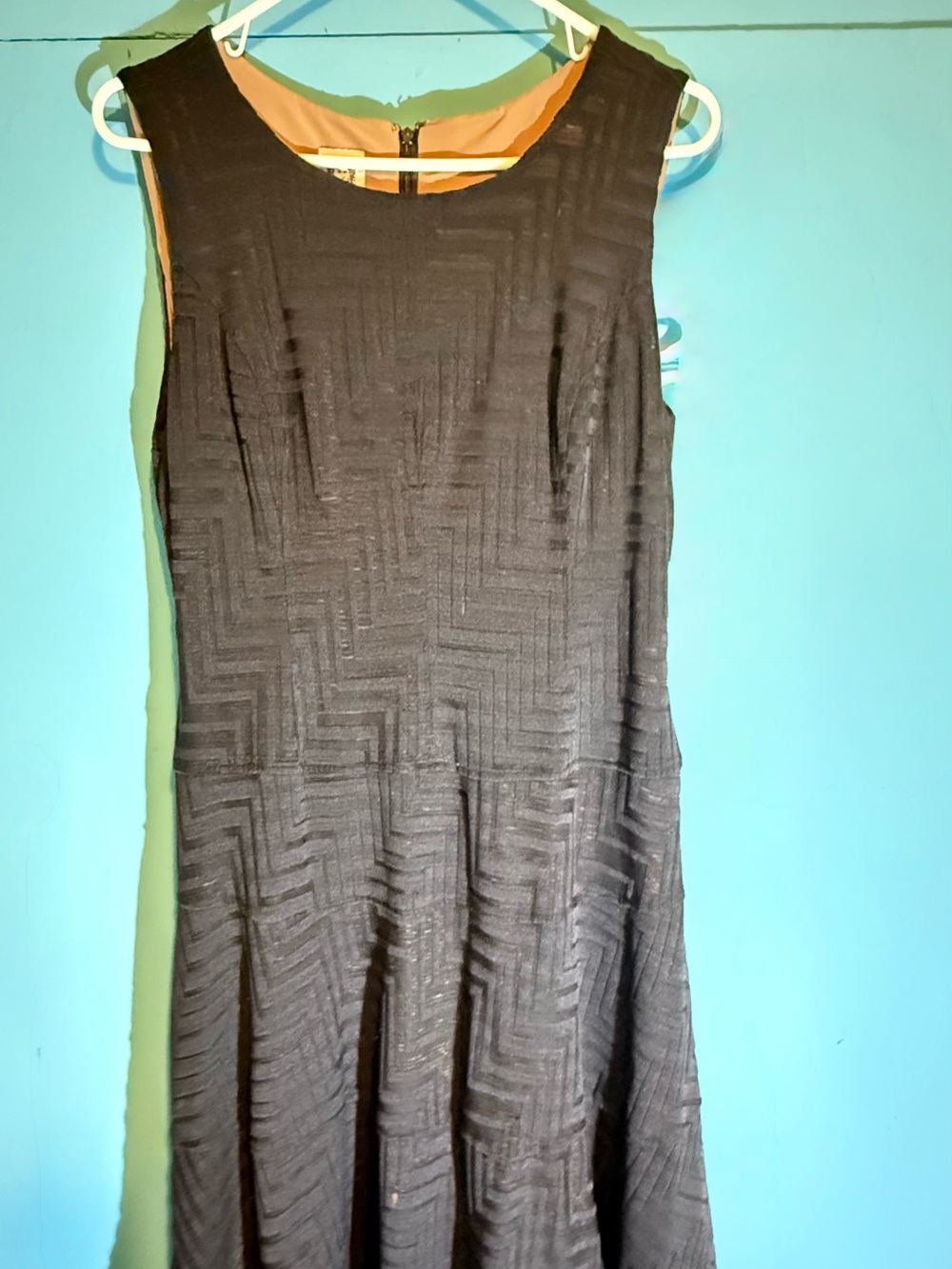 Anne Klein Black Textured Sleeveless A-Line Dress